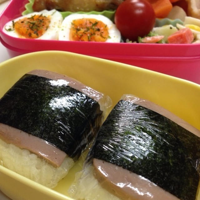 スパムお結び＆トースター焼きチキン♪