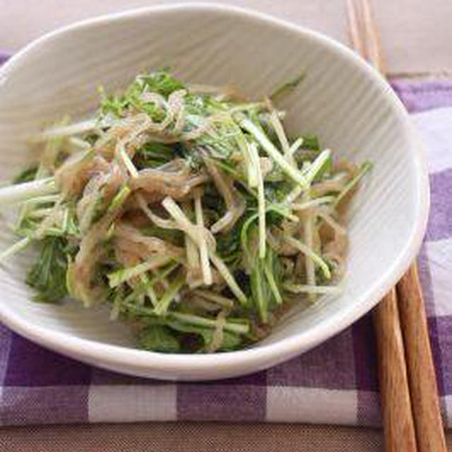 水菜と糸こんにゃくの酢みそ和え