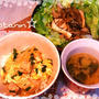 コタニン夕飯：簡単親子丼・キノコのあったかサラダ・お味噌汁