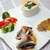 業務スーパー濃縮ポン酢　de　白身魚ときのこの重ね蒸し