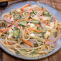 極太パスタで作る「スパサラダ」&「やっぱり大きい海老フライは美味しいですね」