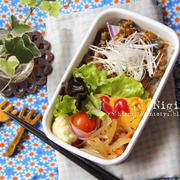 茄子とひき肉の甘辛丼弁当～Eggplants＆minced pork with sweet soy-sauce  flavoring
