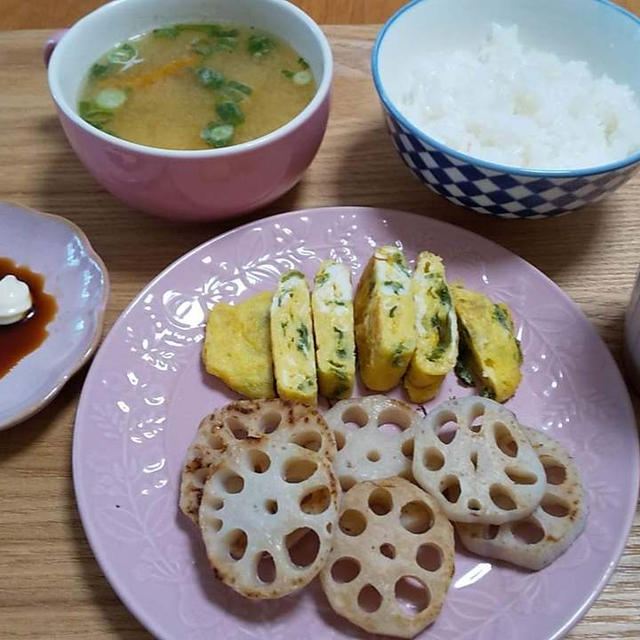 焼きれんこんと卵焼き