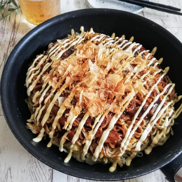 【冷蔵庫の残り物】広島焼き風お好み焼き