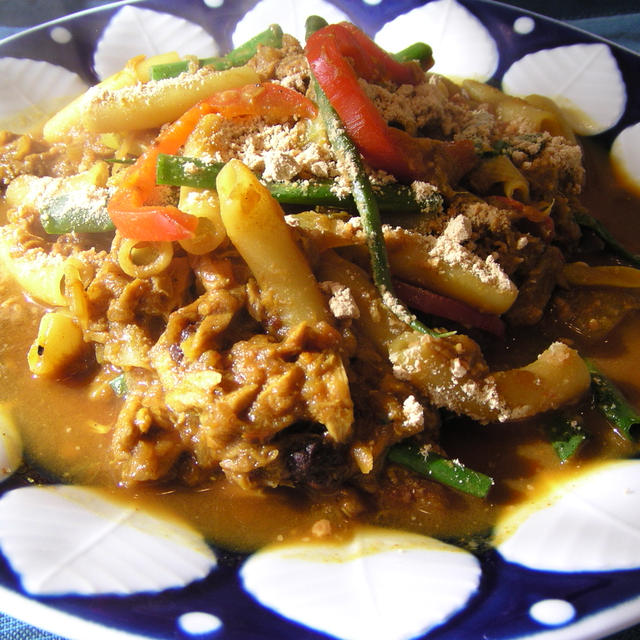 ネギとパプリカのツナカレーマカロニ