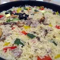 ズッキーニと豚肉のパエリア