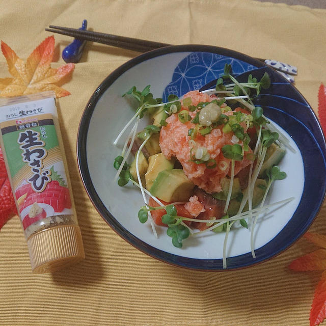 【レシピ掲載】くらしのアンテナ（レシピブログ）『アボカドとサーモンのわさび醤油和え』