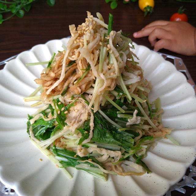 【お湯につけてパパッと】切り干し大根と水菜のオイマヨサラダ