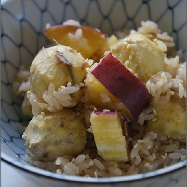 栗とさつまいもの炊き込みご飯　＜レシピ＞