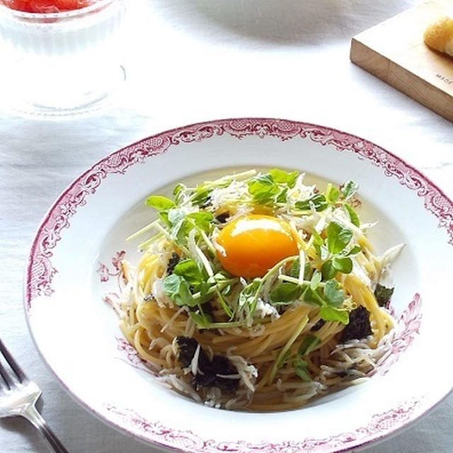釜揚げしらすと海苔のパスタ ＆ 人見知り王子は昨日も・・・