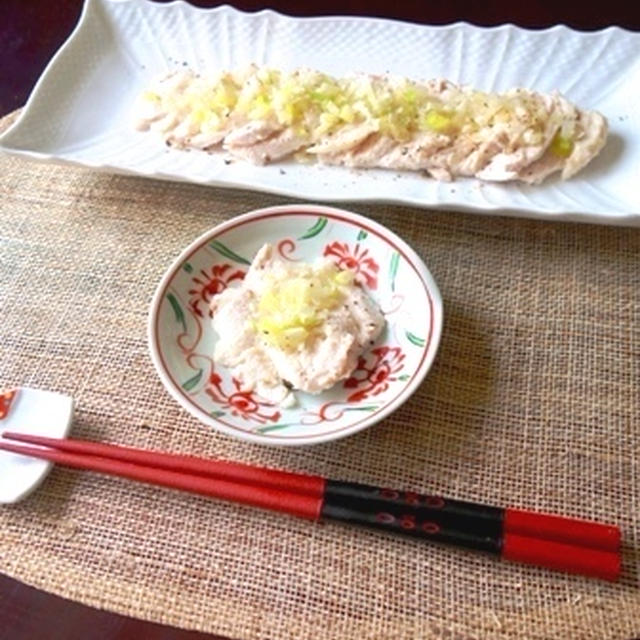 しっとり鶏むね肉の香味ねぎダレ