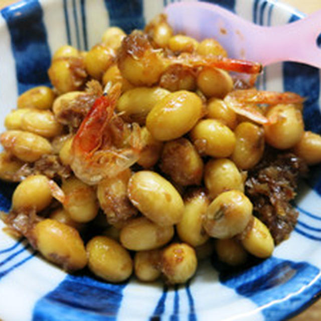 大豆と桜えびレンジでしっとり煮