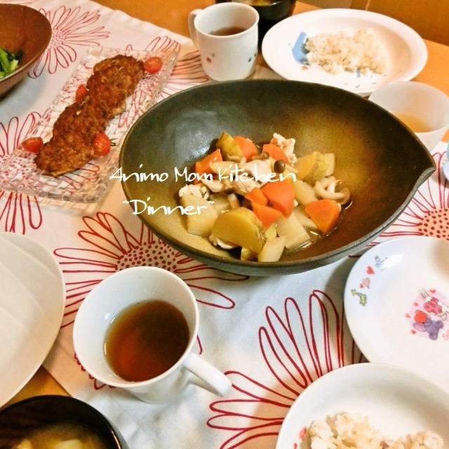 いちごちゃんと作る納豆と海苔の天ぷら　の　晩ごはん。