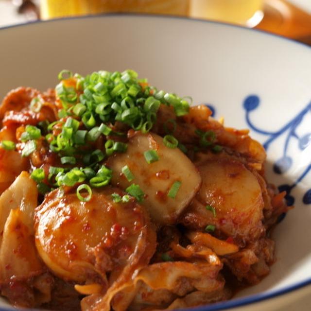 ｢お魚｣ホタテマヨキムチ炒め。