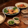 和風献立　冷やしソーメン・手羽先のエスニック焼き・トマトとオクラのさっと煮・しょうが風味のたたききゅうり