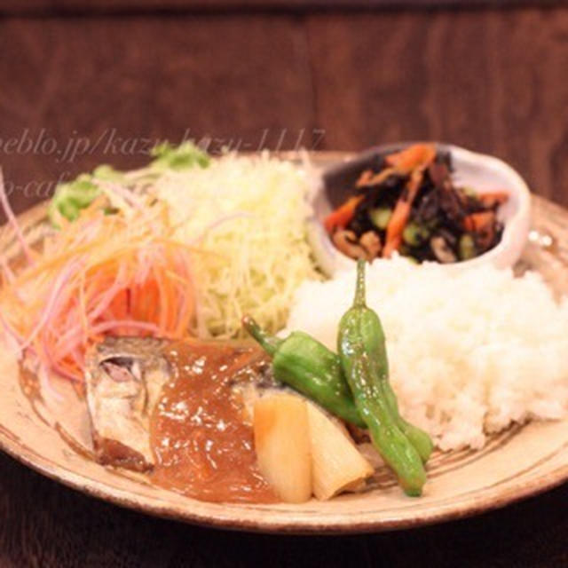 昼カフェ☆フライパンで簡単サバの味噌煮ランチ（レシピ）