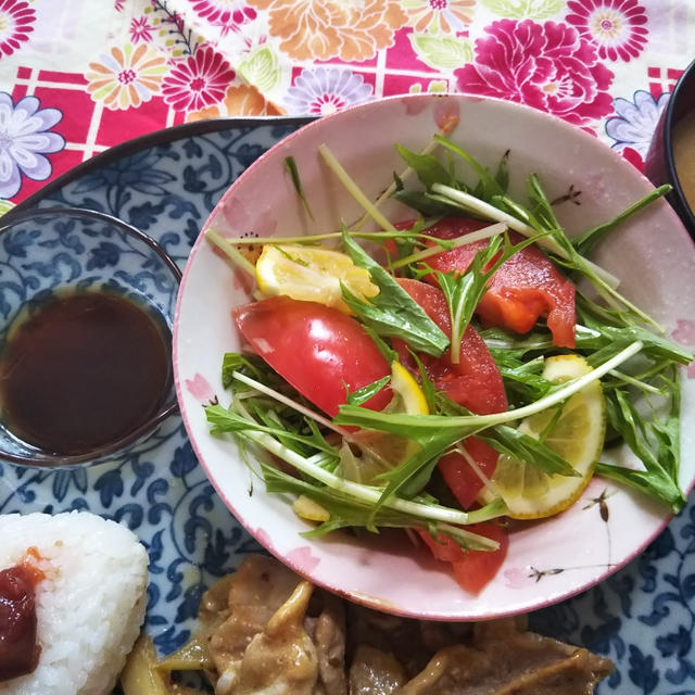 お料理レシピその③★レモンとトマトと水菜の和風サラダ★