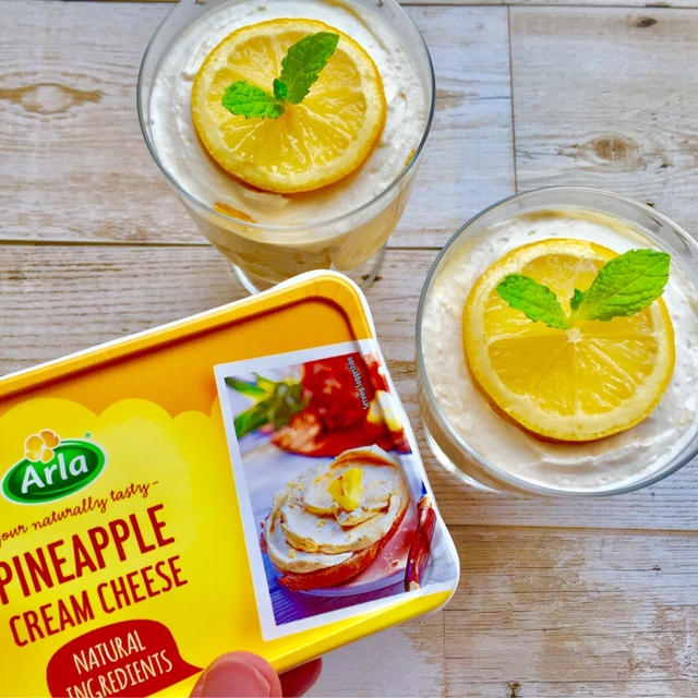 【簡単】パイナップル&レモンのふわふわグラスレアチーズ