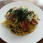 ロースハム＆春菊のガーリック醤油パスタ