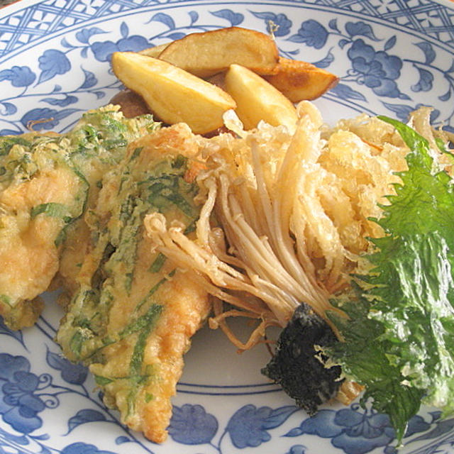 鶏ささみとエノキ茸の天ぷら