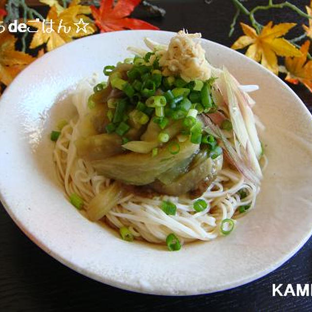 焼き茄子そうめん♪まったり！ひとりごはん☆