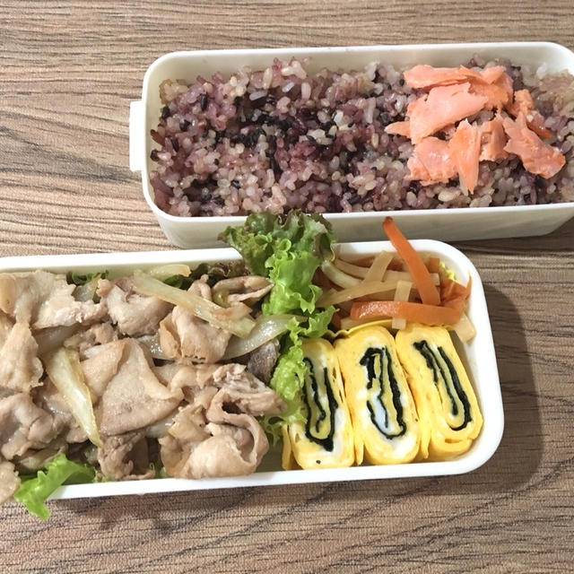 【お弁当】4/23のパパ弁当☆豚焼肉弁当と大根と人参の皮のきんぴら