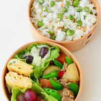 ５月１３日　水曜日　切り干し大根とオリーブの塩レモンマリネ＆干あみえび入り豆ごはん