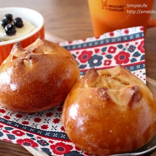 今朝の朝ごはん☆完成は近い！理想的なやわらか生地のﾊﾟﾝで明太ﾎﾟﾃﾄﾊﾟﾝ