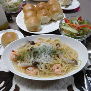 エビとしめじのスープスパゲッティ