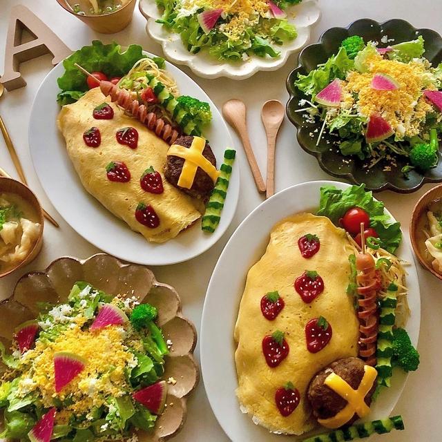 ミモザの日にミモザサラダと苺オムライスを作りました＊