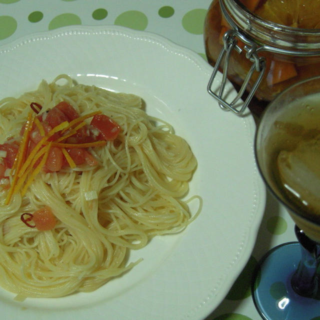 トマトの冷製パスタ・伊予柑フルブラ