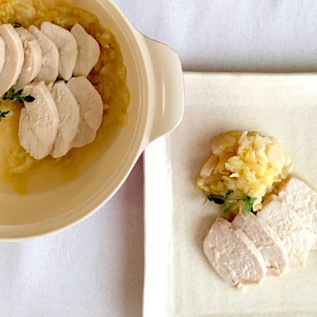 鶏胸とキャベツの蒸し煮