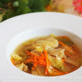 【副菜】ポトフ風♡くたくた野菜で温まる♡キャベツとにんじんと白ソーセージのコンソメスープ