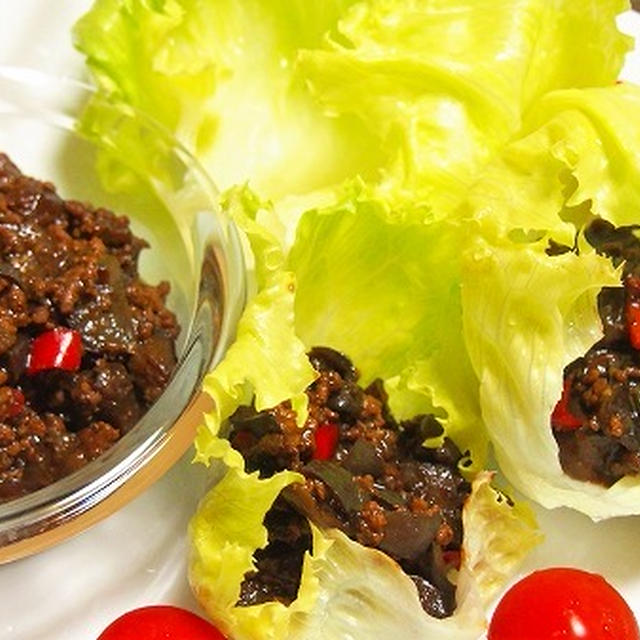 茄子の肉味噌レタス包み　作り置きやお裾分けにも！