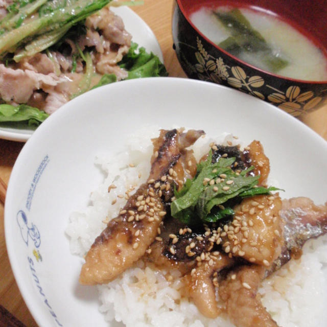 晩御飯*アジの蒲焼丼