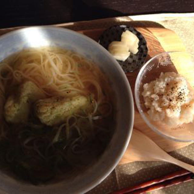 バンブーボードと稲庭うどん。