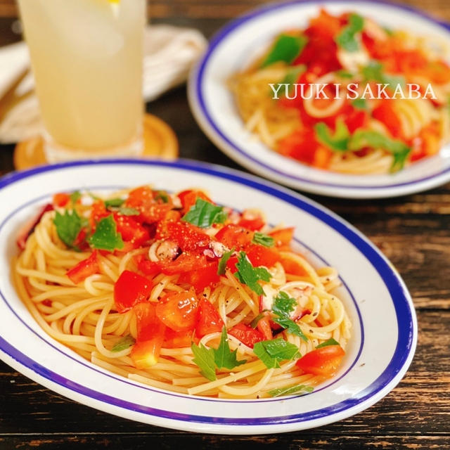 旬のトマトをふんだんに使った夏らしさ抜群のひと皿！トマトとタコのさっぱり冷製パスタレシピ！