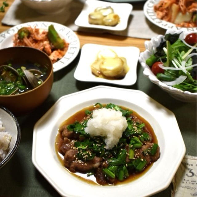 お弁当をやめたので内容変更の晩ごはん。
