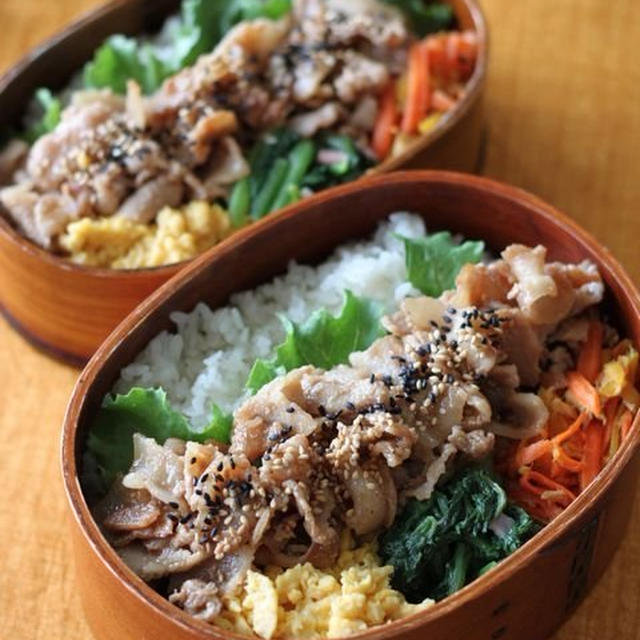 ピリ辛豚焼肉のっけ弁当　☆　春巻き♪