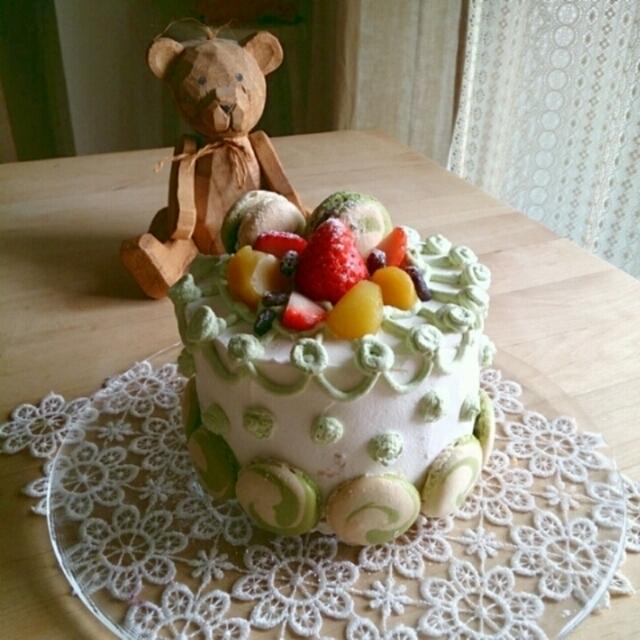 小豆と栗のショートケーキとほうれん草のチーズ風