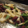 れんこんと豆と水菜・金時草のアンチョビサラダ