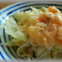 茹でキャベツ＆エビマヨうどん～うっまー！