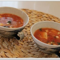 納豆とくずし豆腐のトマト味噌スープ☆