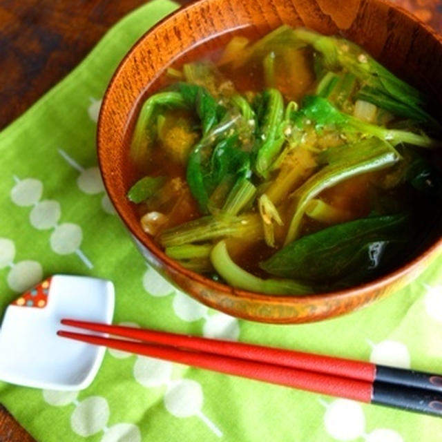 小松菜と味噌玉の即席みそ汁
