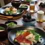 海鮮丼 と 岡山のピオーネ。