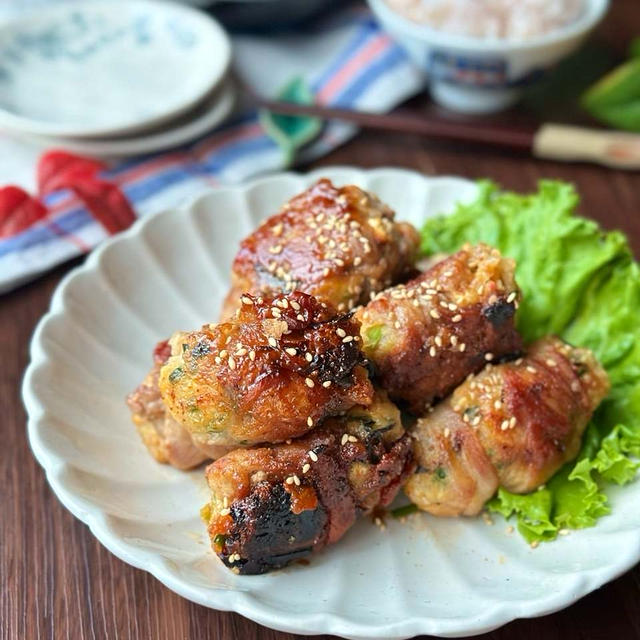 これはビールが進みます☆豚キム肉巻き豆腐おにぎり