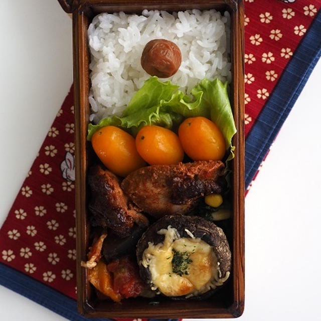 超簡単！椎茸のマヨチーズ焼き弁当。