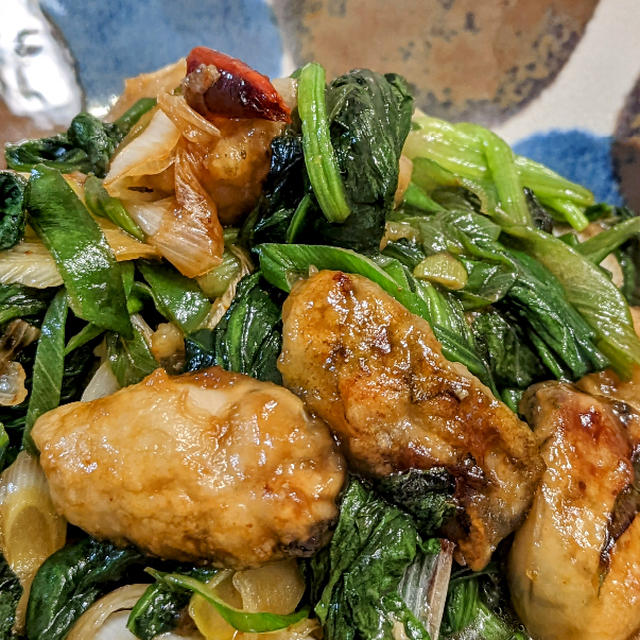 牡蠣とほうれん草のソテー　醤油風味