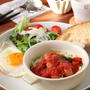 レンジで簡単！シャウ&キャベツのトマトソースがけ。朝ごはん。