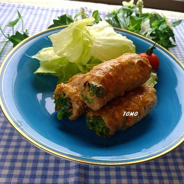 ご飯が進む♪菜の花の豚肉巻き味噌生姜炒め